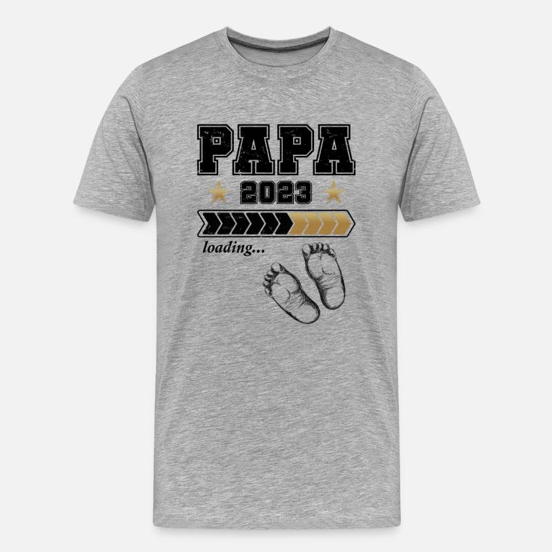 Werdender Papa 2023 - Männer Premium Bio T-Shirt - Grau meliert