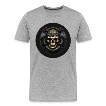 Dekorativer Schädel mit Schlangen - Männer Premium Bio T-Shirt - Grau meliert - Vorne - Damien (186cm)