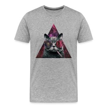 Hipster Cat Smoking - T-shirt bio Premium Homme - gris chiné - Devant - Damien (186cm)