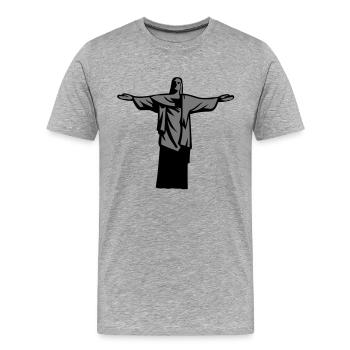 Christus Erlöser Statue Rio de Janeiro - Männer Premium Bio T-Shirt - Grau meliert - Vorne - Damien (186cm)