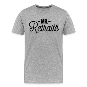 Retraite humour senior travail - T-shirt bio Premium Homme - gris chiné - Devant - Damien (186cm)