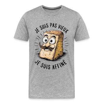 Je ne suis pas vieux je suis affiné - T-shirt bio Premium Homme - gris chiné - Devant - Damien (186cm)