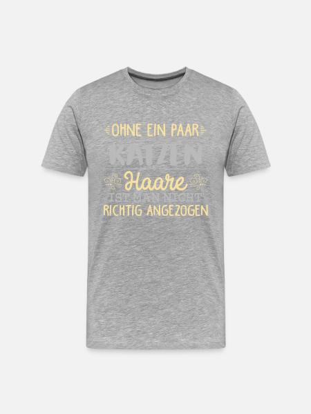 KATZEN - ohne Haare - Männer Premium Bio T-Shirt - Grau meliert