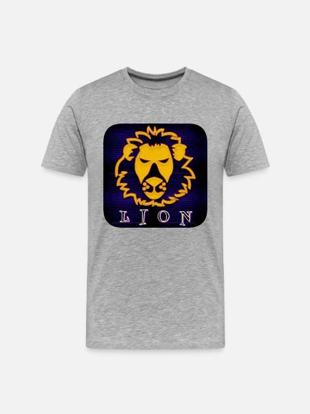 LION (Löwe) - Männer Premium Bio T-Shirt - Grau meliert
