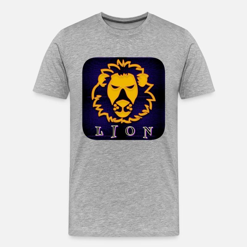 LION (Löwe) - Männer Premium Bio T-Shirt - Grau meliert