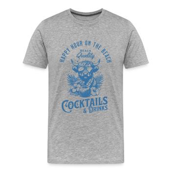 Happy Hour on the Beach – Tropical Vibes & Cocktai - Männer Premium Bio T-Shirt - Grau meliert - Vorne - Damien (186cm)