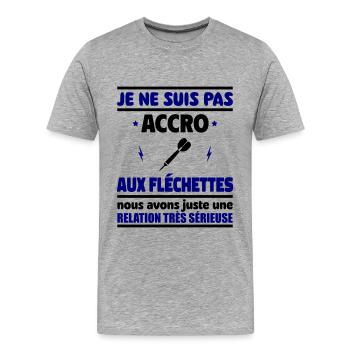 Je ne suis pas accro aux fléchettes - T-shirt bio Premium Homme - gris chiné - Devant - Damien (186cm)