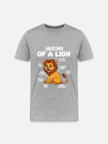 Anatomy of a lion - Men's Premium Organic T-Shirt - heather grey