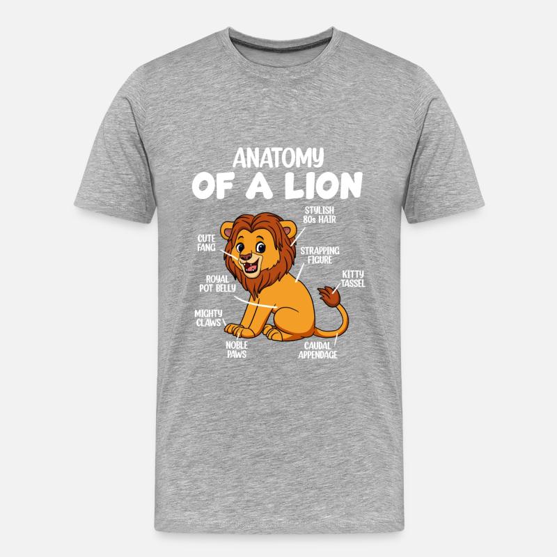 Anatomie d’un lion - T-shirt bio Premium Homme - gris chiné