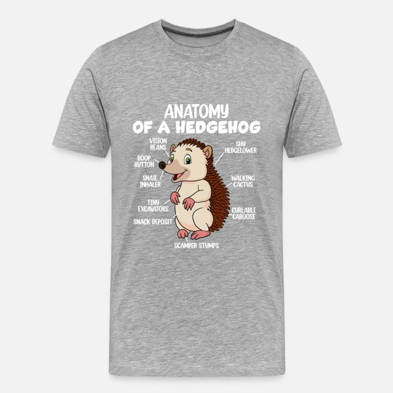 Anatomie eines Igels - Männer Premium Bio T-Shirt - Grau meliert