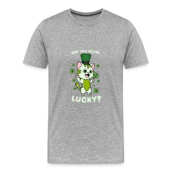 Avez-vous de la chance? - T-shirt bio Premium Homme - gris chiné - Devant - Damien (186cm)