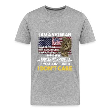 Vétéran du Vietnam - T-shirt bio Premium Homme - gris chiné - Devant - Damien (186cm)