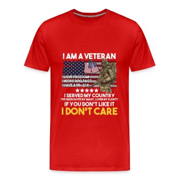 Vietnam Veteran - Men's Premium Organic T-Shirt - red - Front - Damien (186cm)