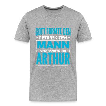 Arthur Name Design - Männer Premium Bio T-Shirt - Grau meliert - Vorne - Damien (186cm)