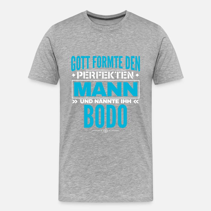 Bodo Name Design - Männer Premium Bio T-Shirt - Grau meliert