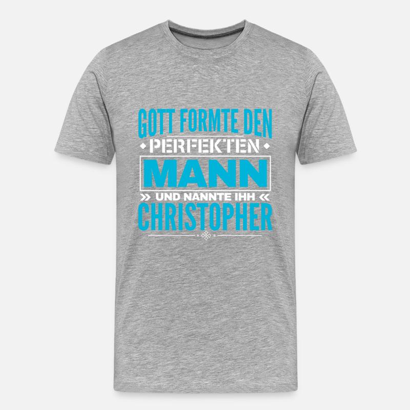 Christopher Name Design - Männer Premium Bio T-Shirt - Grau meliert
