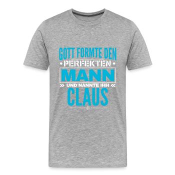 Claus Name Design - Männer Premium Bio T-Shirt - Grau meliert - Vorne - Damien (186cm)