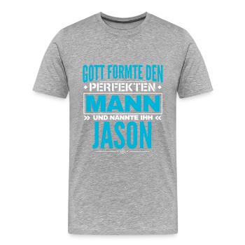 Jason Name Design - Männer Premium Bio T-Shirt - Grau meliert - Vorne - Damien (186cm)