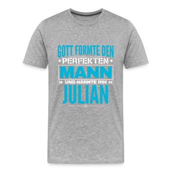 Julian Name Design - Männer Premium Bio T-Shirt - Grau meliert - Vorne - Damien (186cm)
