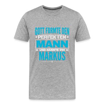 Markus Name Design - Männer Premium Bio T-Shirt - Grau meliert - Vorne - Damien (186cm)