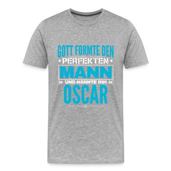 Oscar Name Design - Männer Premium Bio T-Shirt - Grau meliert - Vorne - Damien (186cm)