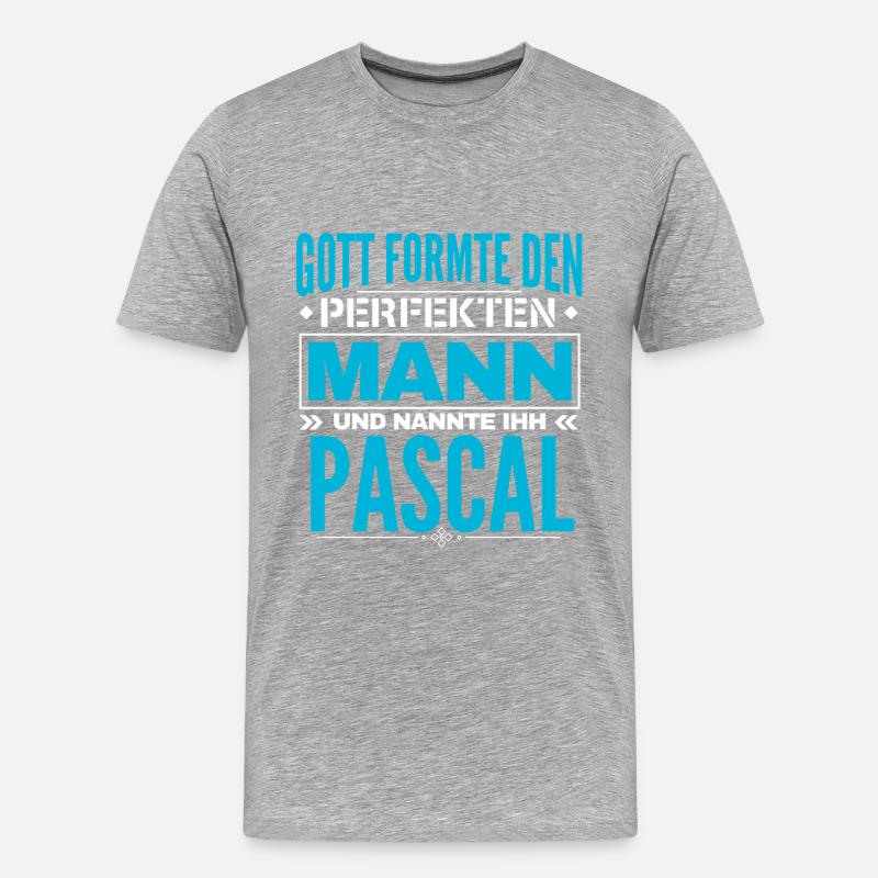 Pascal Name Design - Männer Premium Bio T-Shirt - Grau meliert