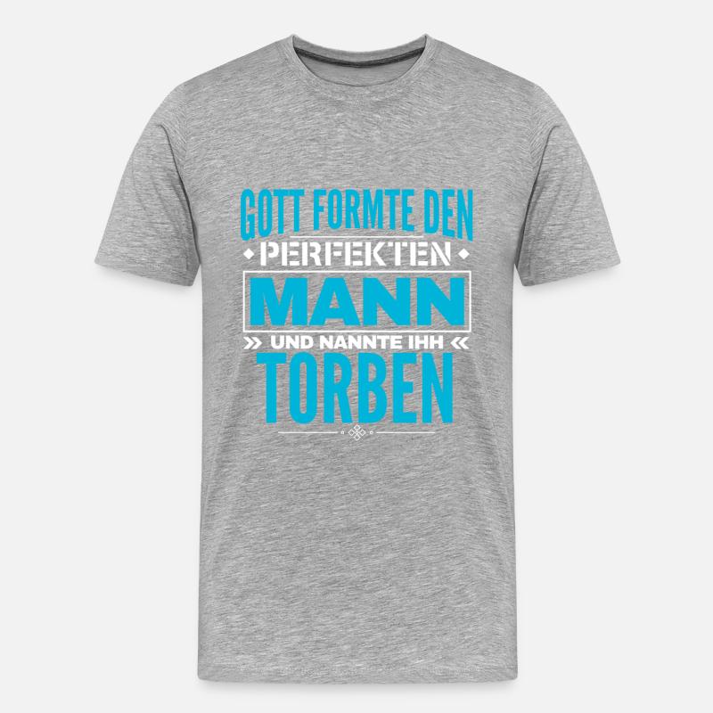 Torben Name Design - Männer Premium Bio T-Shirt - Grau meliert