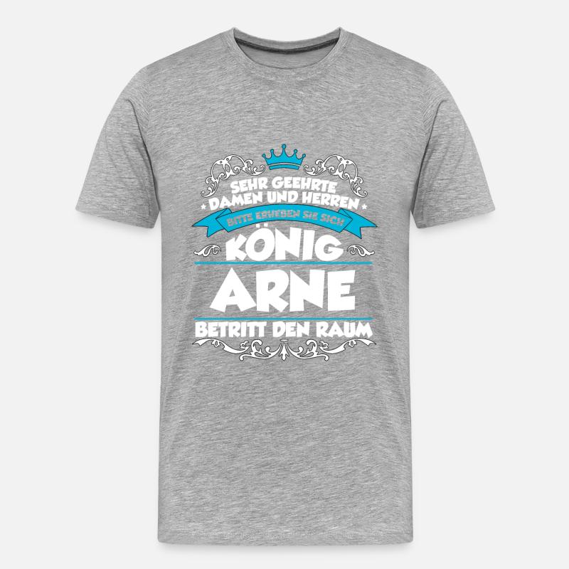 Arne Name Design - Männer Premium Bio T-Shirt - Grau meliert