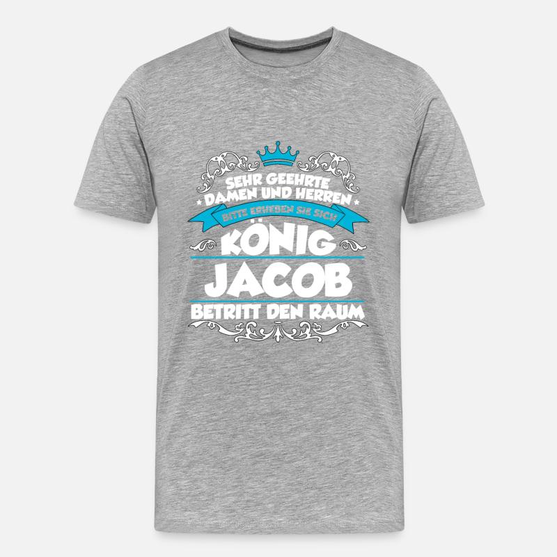 Jacob Name Design - Männer Premium Bio T-Shirt - Grau meliert