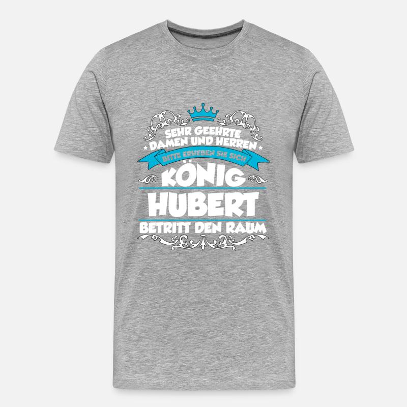 Hubert Name Design - Männer Premium Bio T-Shirt - Grau meliert