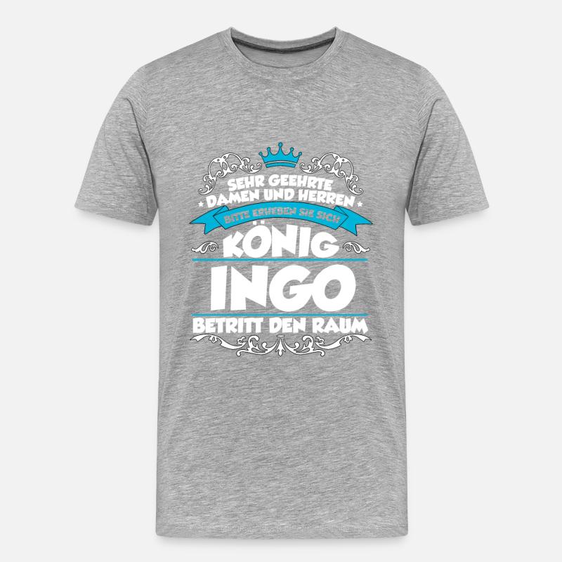 Ingo Name Design - Männer Premium Bio T-Shirt - Grau meliert