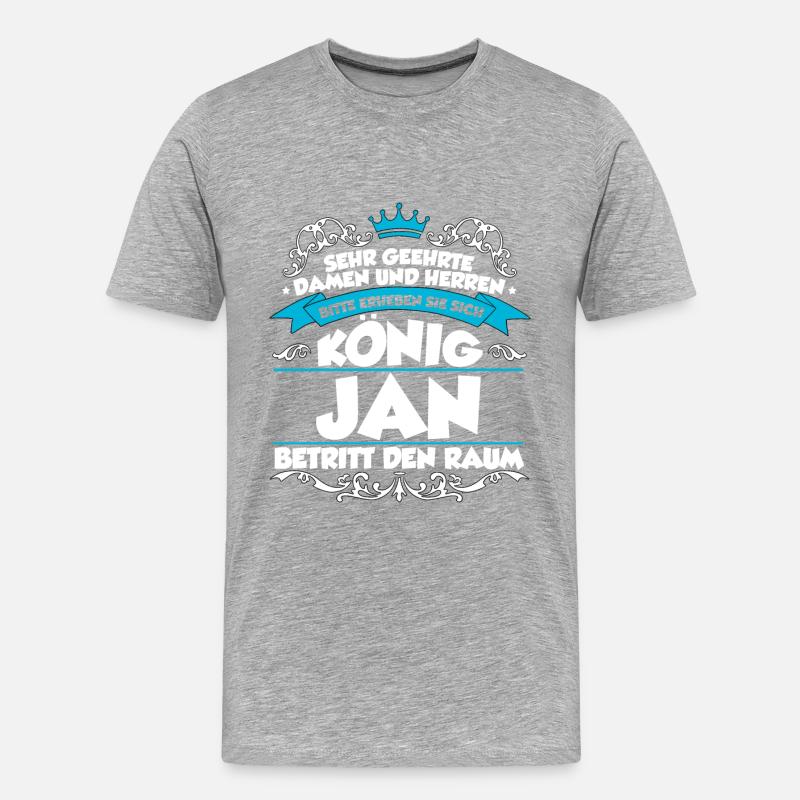 Jan Name Design - Männer Premium Bio T-Shirt - Grau meliert