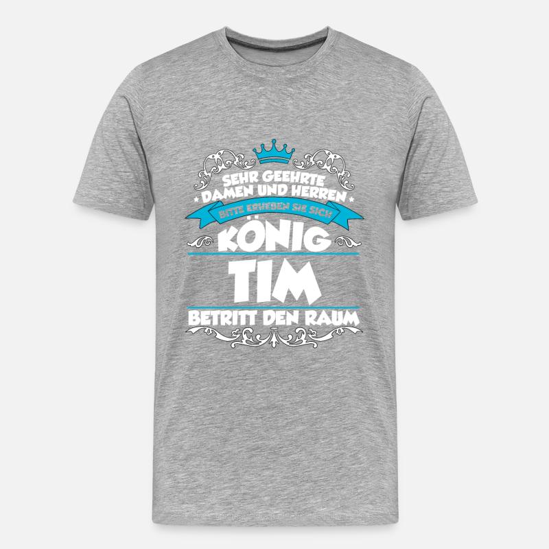 Tim Name Design - Männer Premium Bio T-Shirt - Grau meliert
