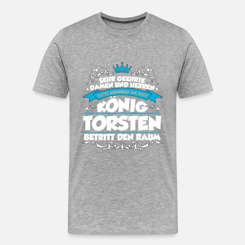 Torsten Name Design - Männer Premium Bio T-Shirt - Grau meliert