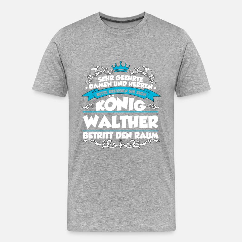 Walther Name Design - Männer Premium Bio T-Shirt - Grau meliert