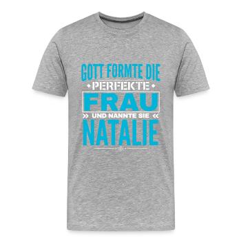 Conception du nom de Natalie - T-shirt bio Premium Homme - gris chiné - Devant - Damien (186cm)