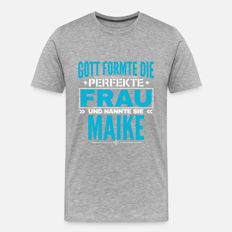 Maike Name Design - Männer Premium Bio T-Shirt - Grau meliert
