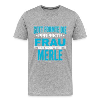 Conception du nom Merle - T-shirt bio Premium Homme - gris chiné - Devant - Damien (186cm)