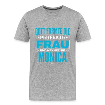 Conception du nom Monica - T-shirt bio Premium Homme - gris chiné - Devant - Damien (186cm)