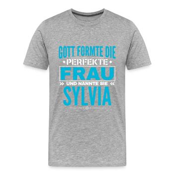 Sylvia Design de nom - T-shirt bio Premium Homme - gris chiné - Devant - Damien (186cm)