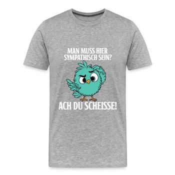 Il faut faire preuve de sympathie ici - T-shirt bio Premium Homme - gris chiné - Devant - Damien (186cm)
