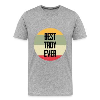 Le meilleur Troy de tous les temps - T-shirt bio Premium Homme - gris chiné - Devant - Damien (186cm)