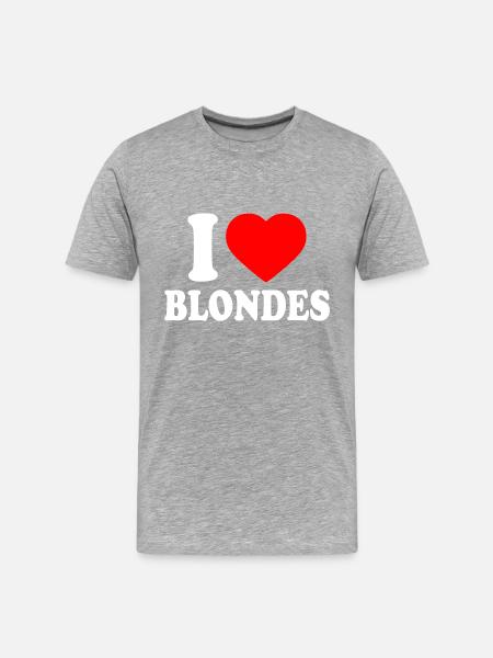 I love blondes - Männer Premium Bio T-Shirt - Grau meliert