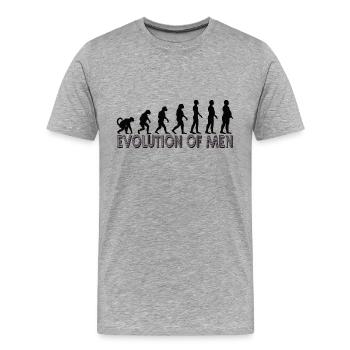 Evolution of men - Für Männer mit Bauch in schwarz - Männer Premium Bio T-Shirt - Grau meliert - Vorne - Damien (186cm)
