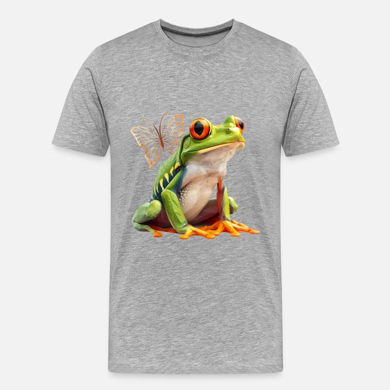 Frosch - Männer Premium Bio T-Shirt - Grau meliert
