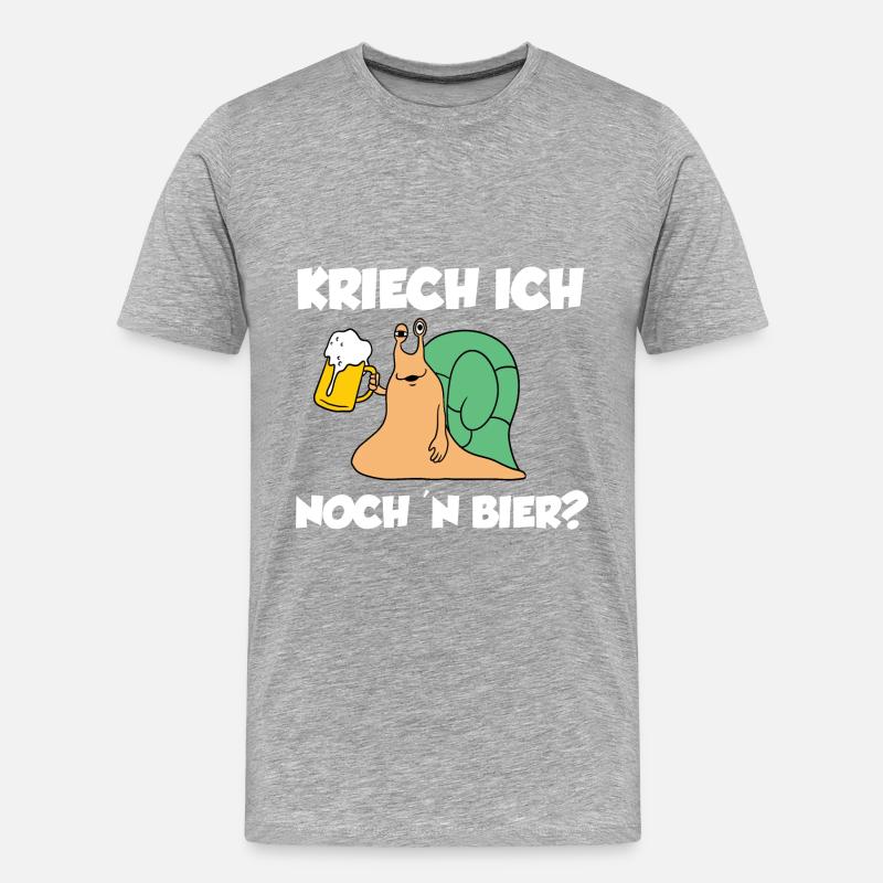 Kriech Ich Noch Ein Bier - Männer Premium Bio T-Shirt - Grau meliert