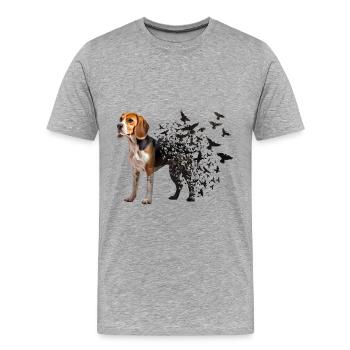 Beagle - Männer Premium Bio T-Shirt - Grau meliert - Vorne - Damien (186cm)
