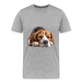 Beagle - T-shirt bio Premium Homme - gris chiné - Devant - Damien (186cm)