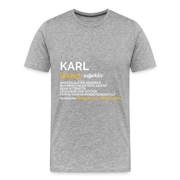 Karl - Männer Premium Bio T-Shirt - Grau meliert - Vorne - Damien (186cm)