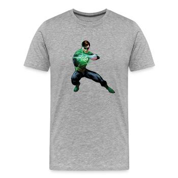 Justice League Green Lantern Pose - Männer Premium Bio T-Shirt - Grau meliert - Vorne - Damien (186cm)